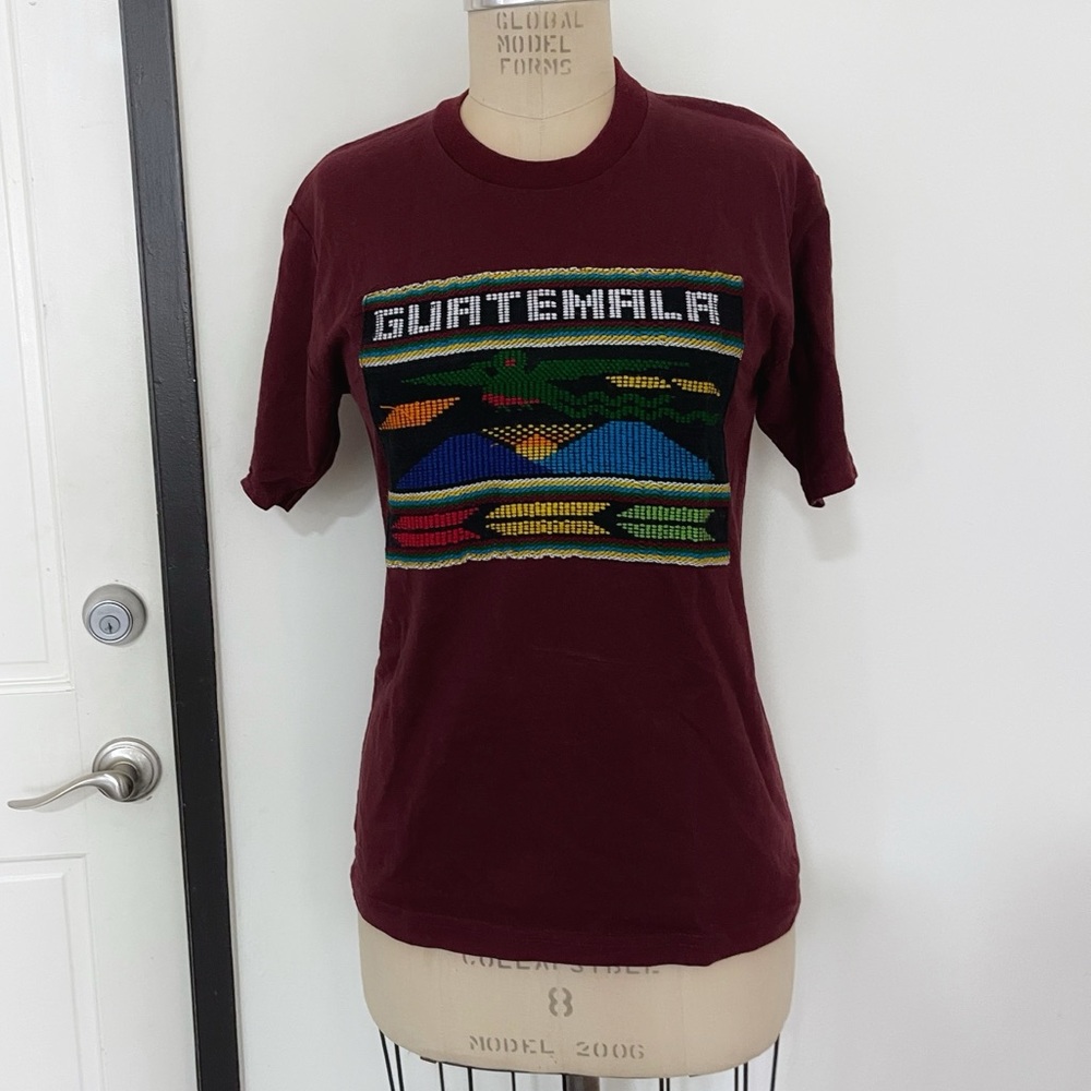 GUATEMALA Embroidered Shirt Travel Rust Small Unisex